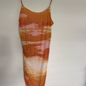 NWT Rue+ Sz 1X Orange and Pink Tie-Dye Slip Dress gorgeous